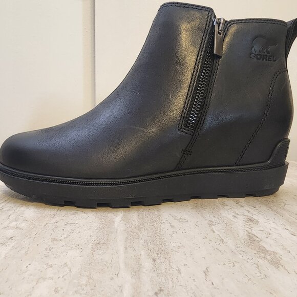Sorel Womens Evie II Zip Wedge Boot Black, Black 8M - A043 - Picture 4 of 11
